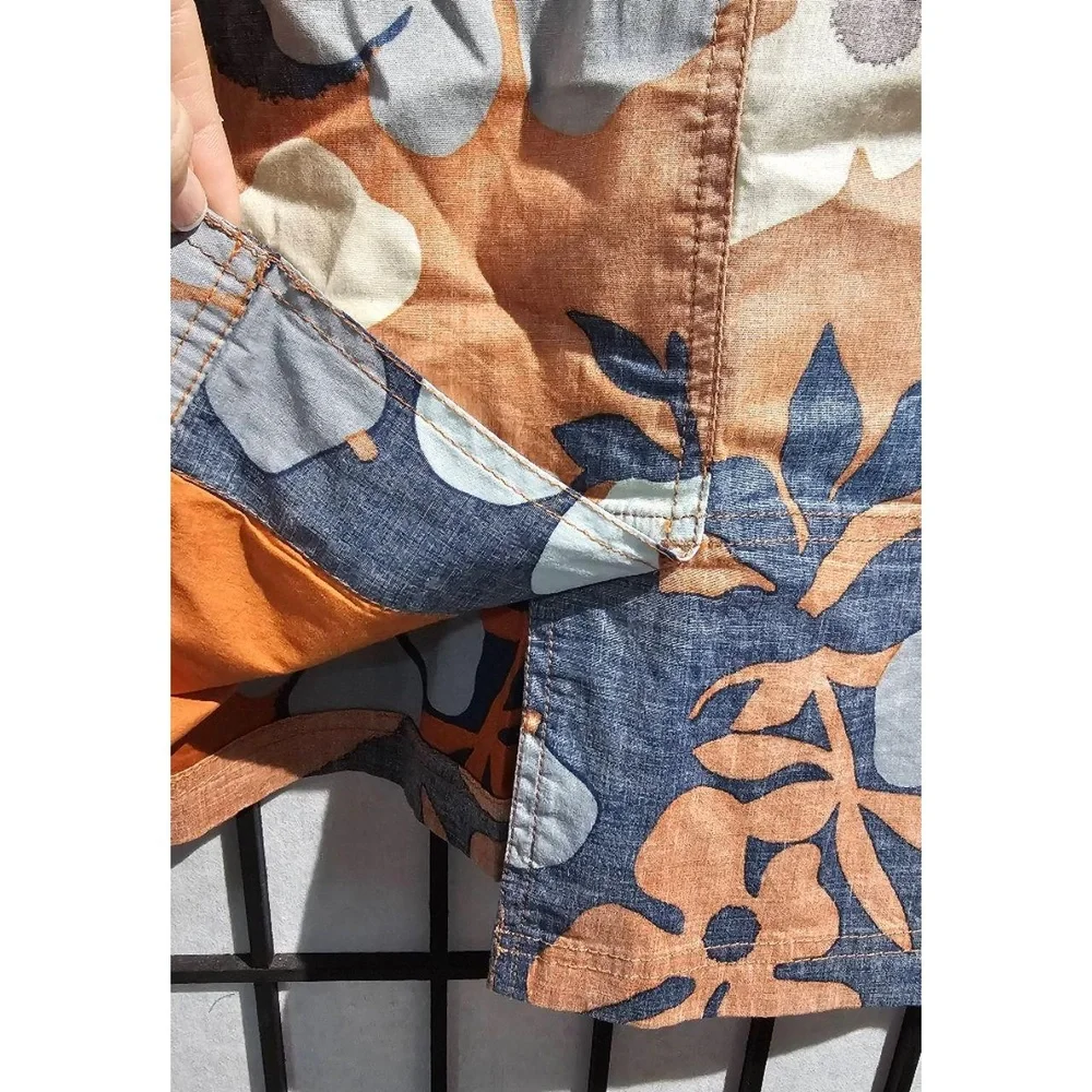 AVENTURA CLOTHING Women’s‎ Skirt Size 16 Orange Blue Floral ORGANIC Cotton